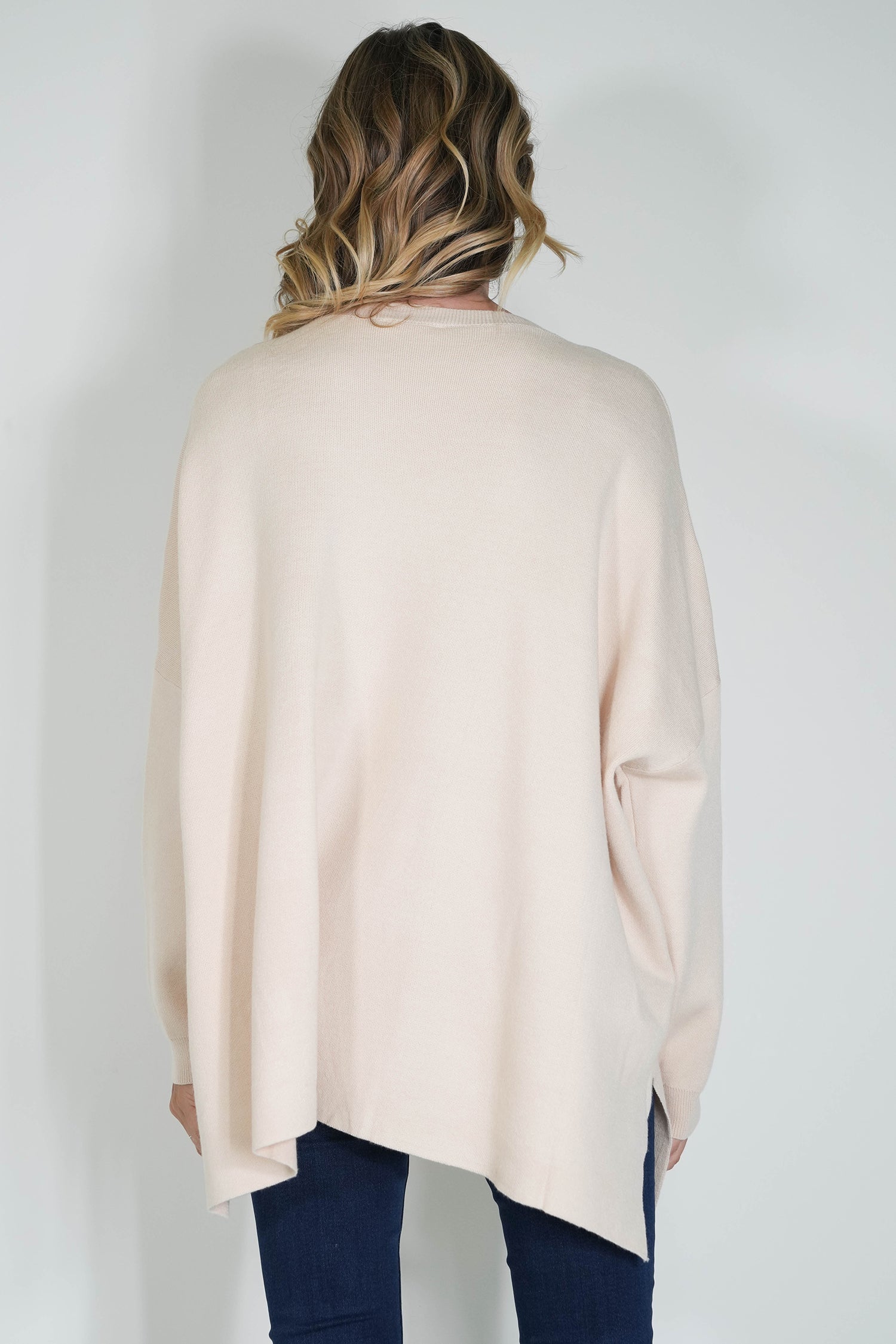 Cream Embellished Pocket Oversized Jumper