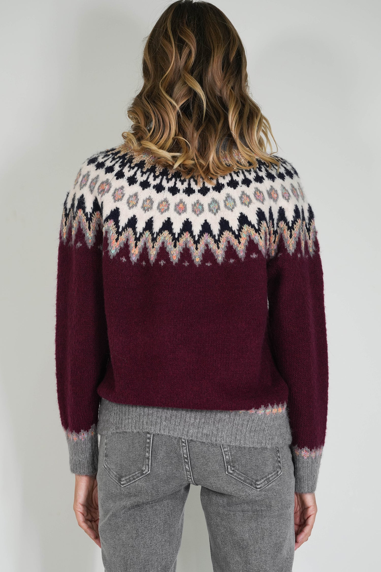 Burgundy Fair Isle Jumper