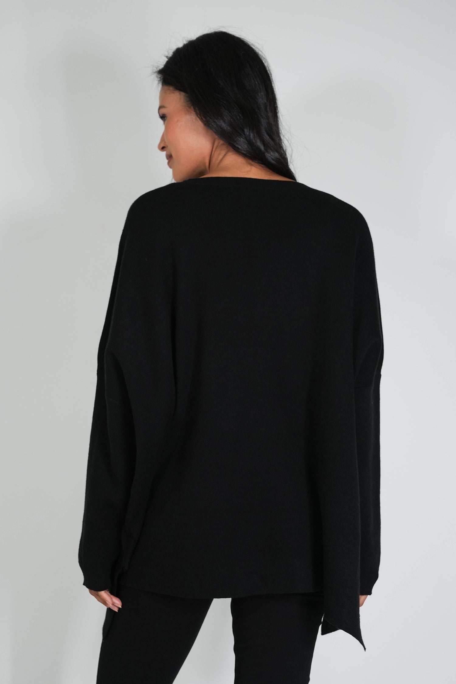 Black Embellished Pocket Oversized Jumper