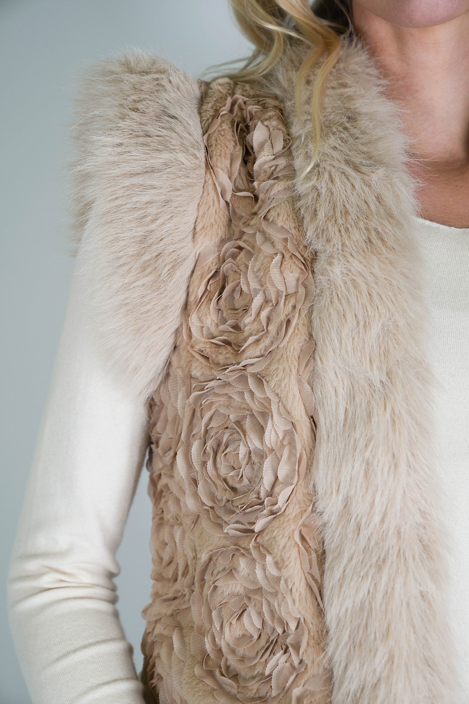 Beige Ribbon Gilet