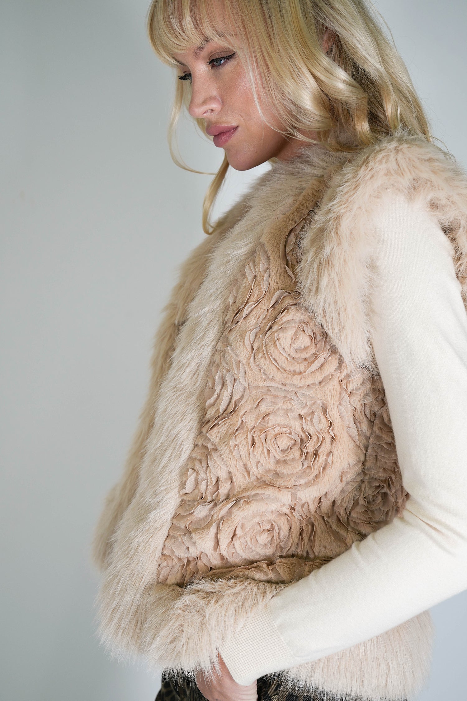 Beige Ribbon Gilet
