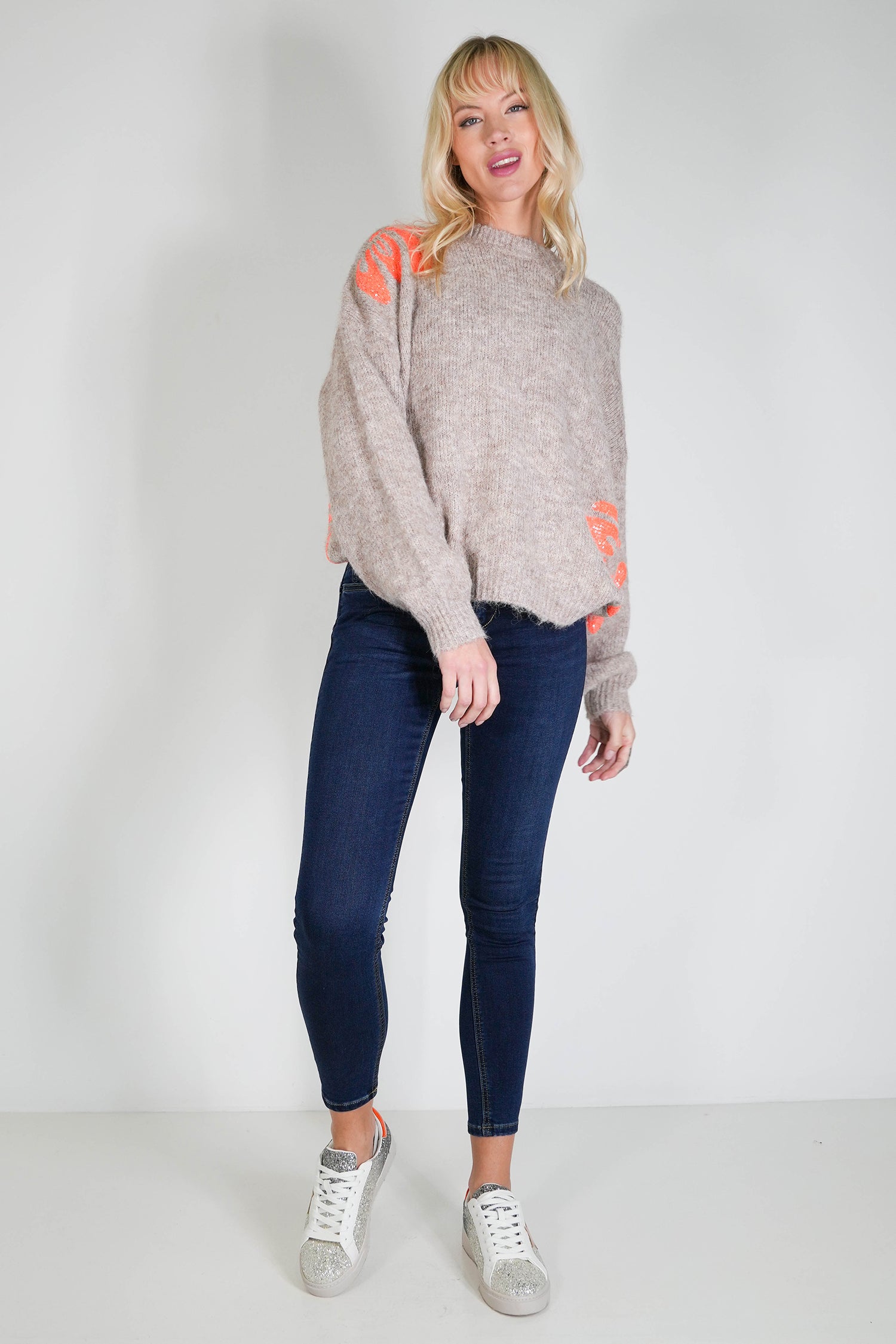 Taupe and Orange Britney Jumper