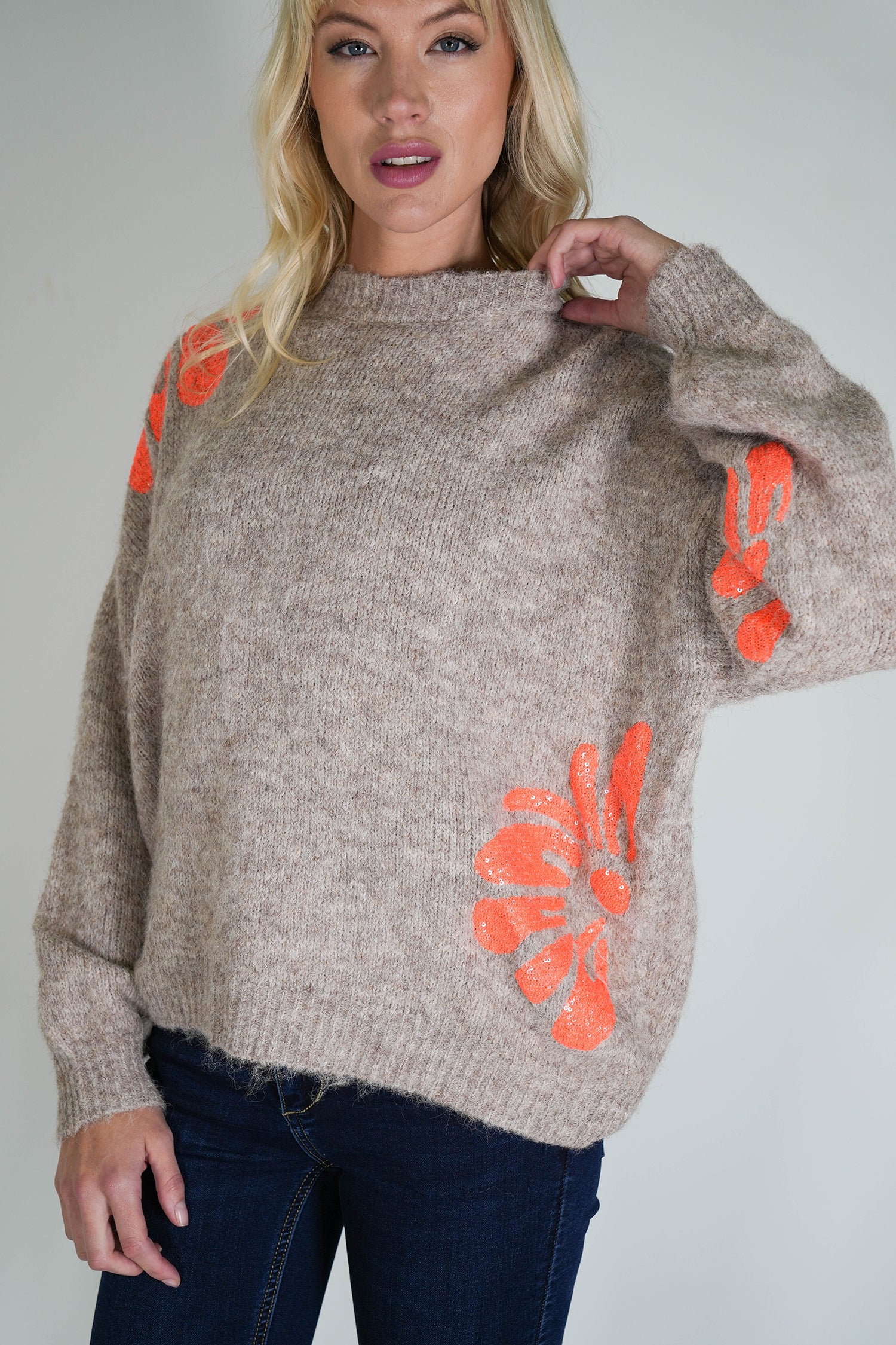 Taupe and Orange Britney Jumper