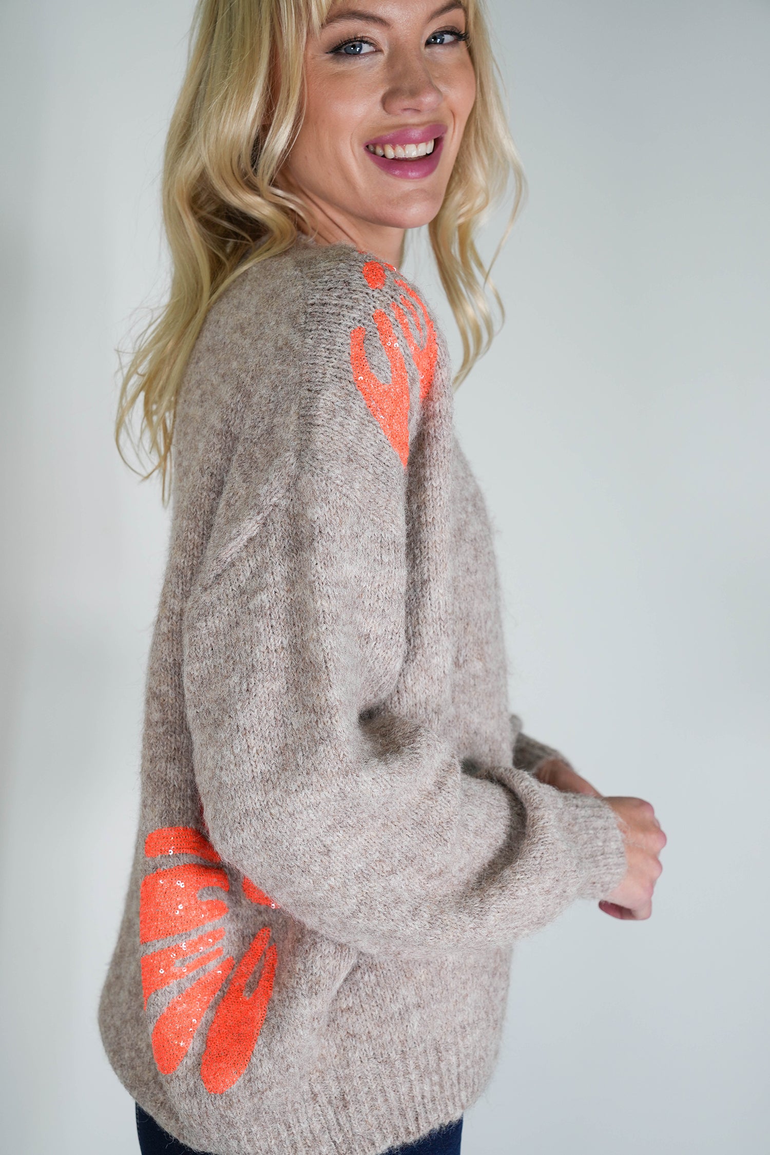 Taupe and Orange Britney Jumper