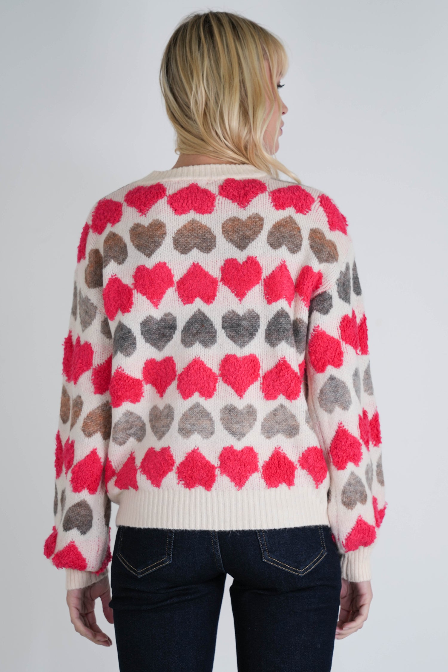 Taupe and Pink Heart Jumper