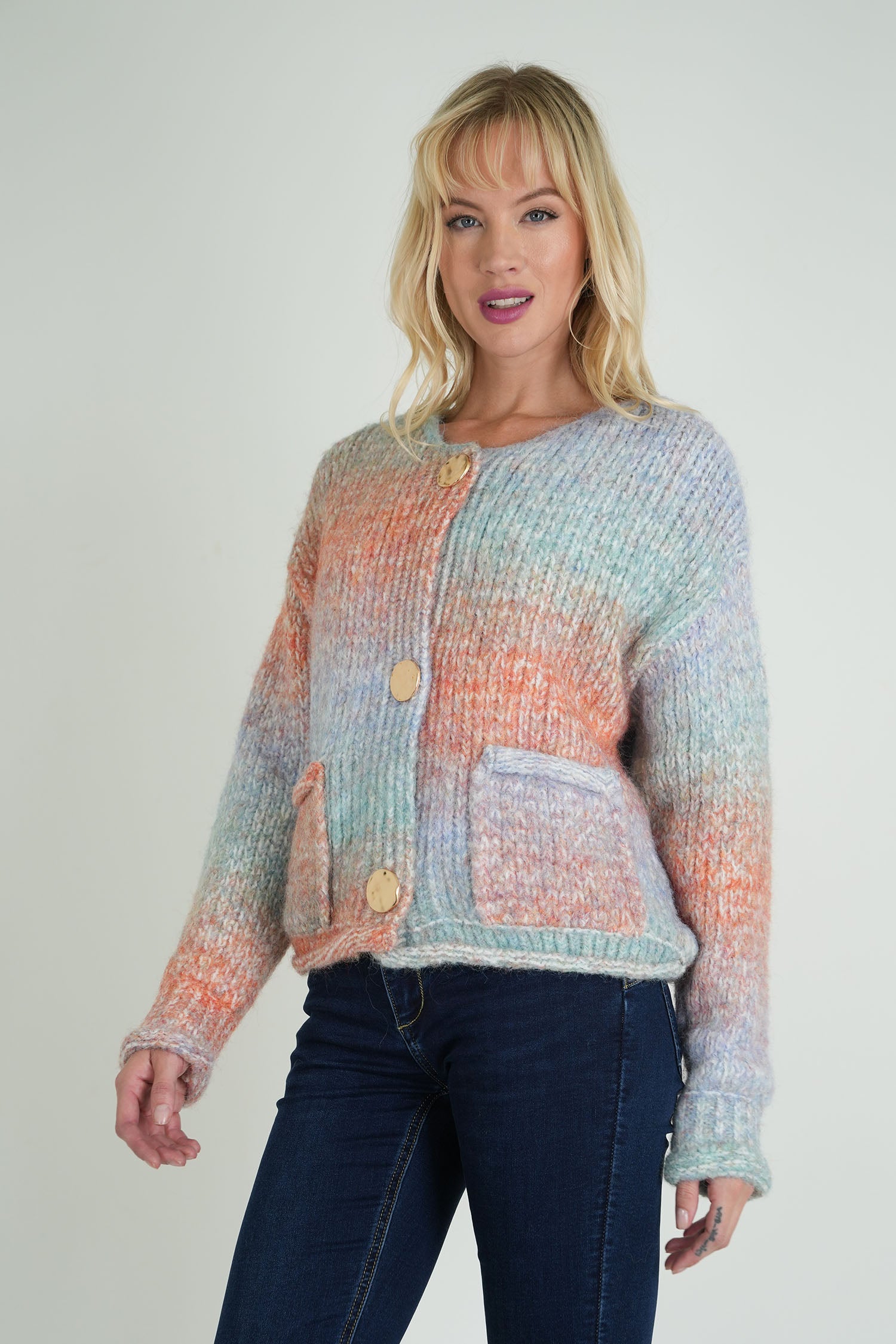 Blue and Peach Comfy Cardigan
