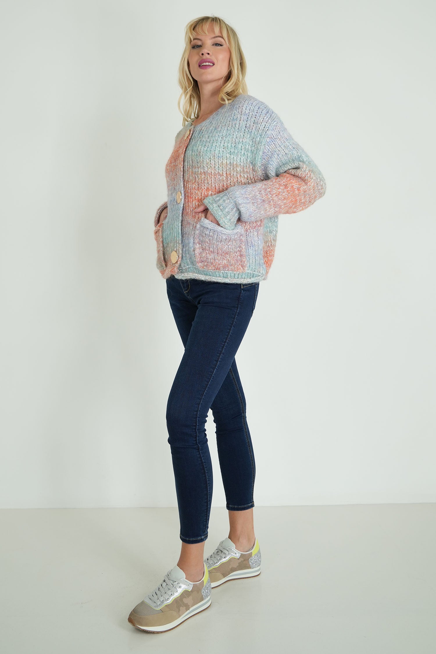 Blue and Peach Comfy Cardigan