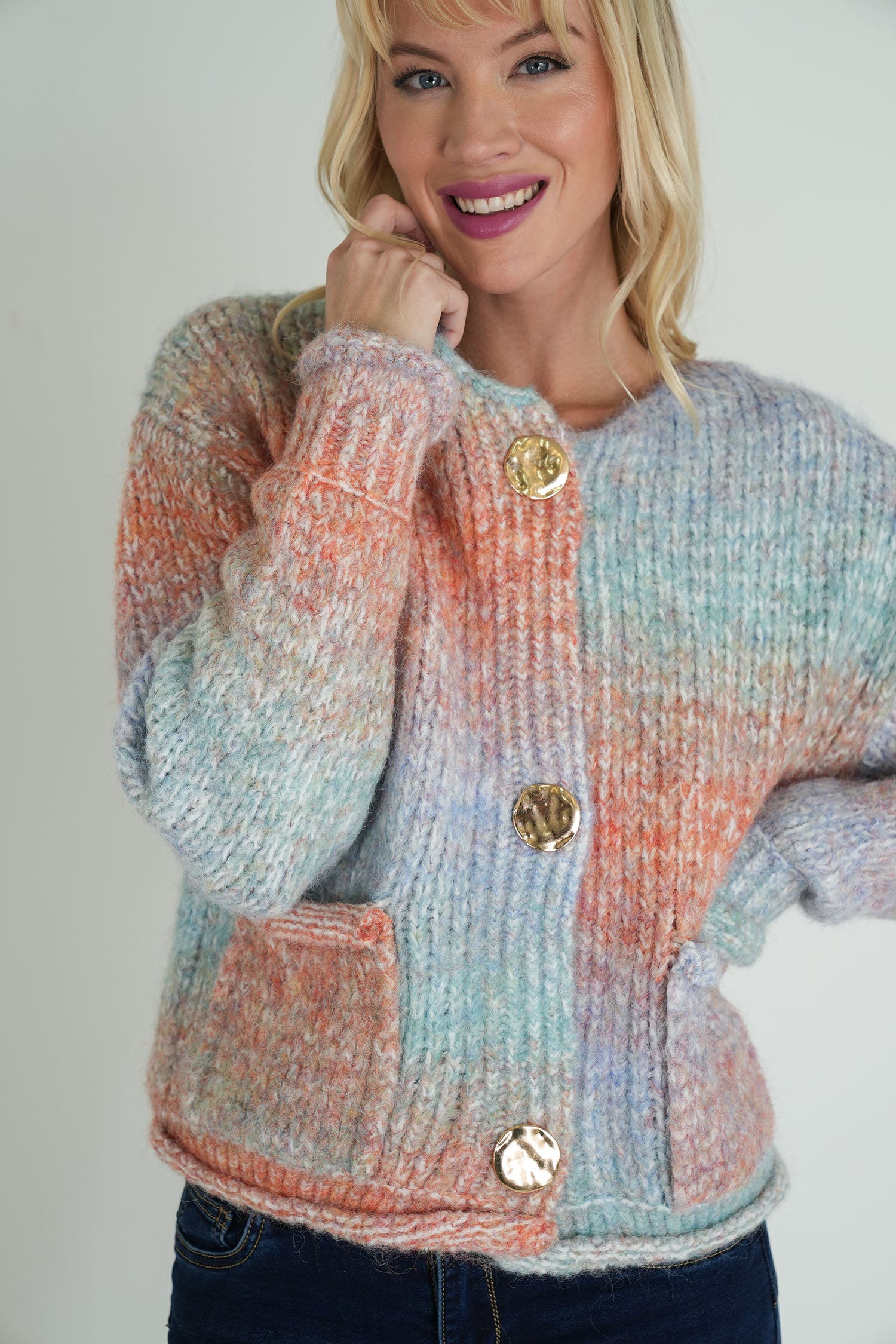 Blue and Peach Comfy Cardigan