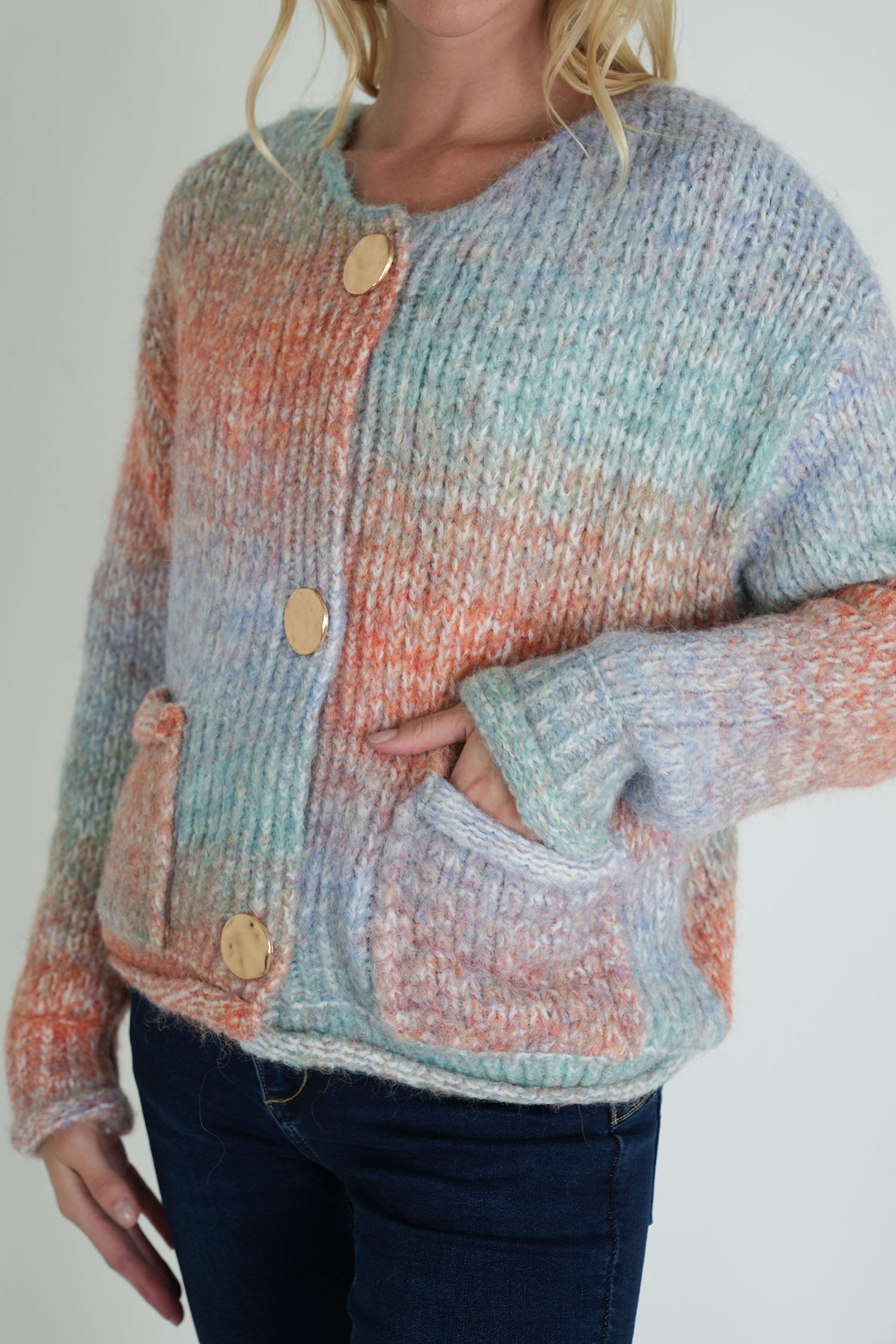 Blue and Peach Comfy Cardigan