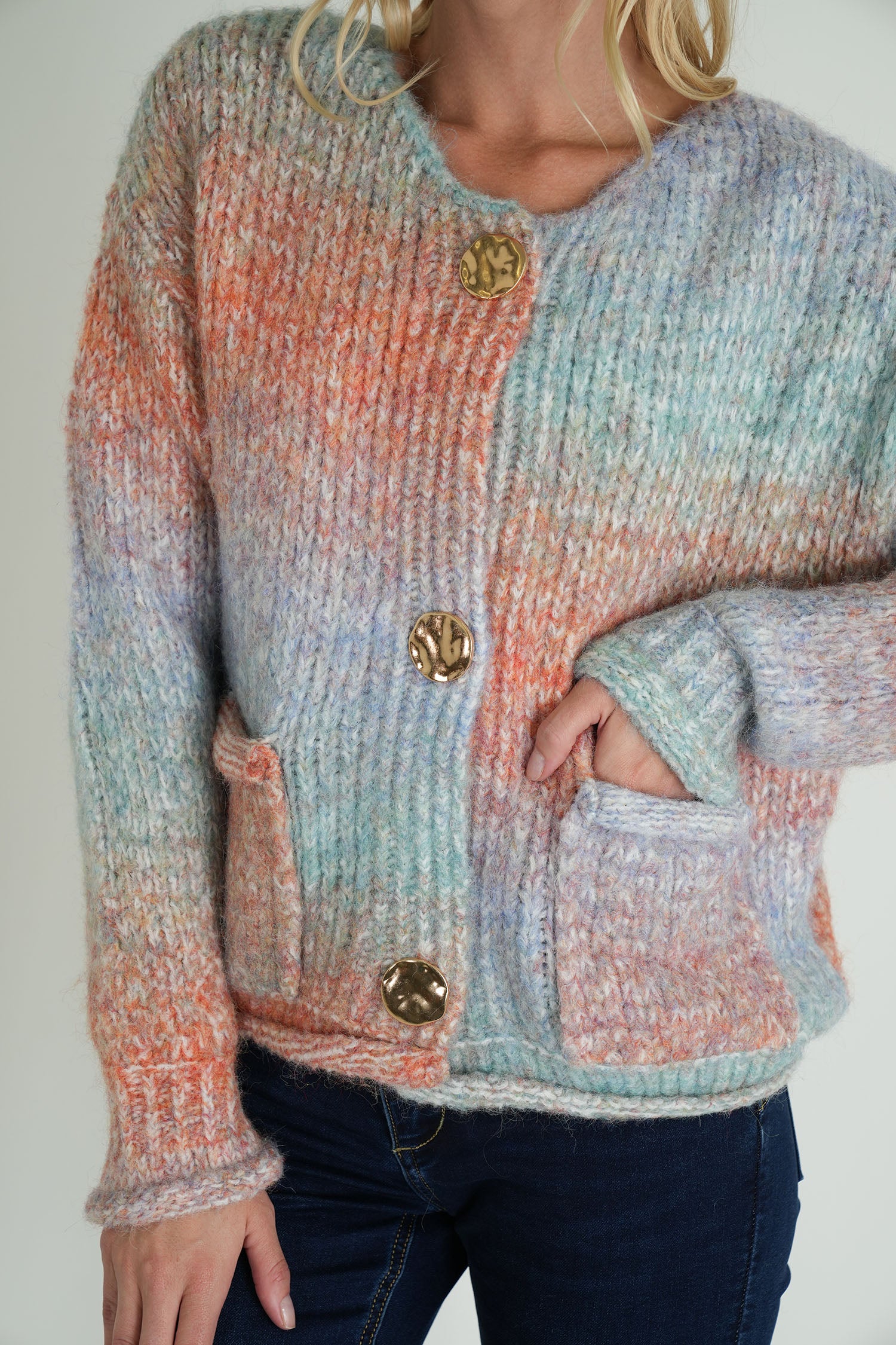 Blue and Peach Comfy Cardigan