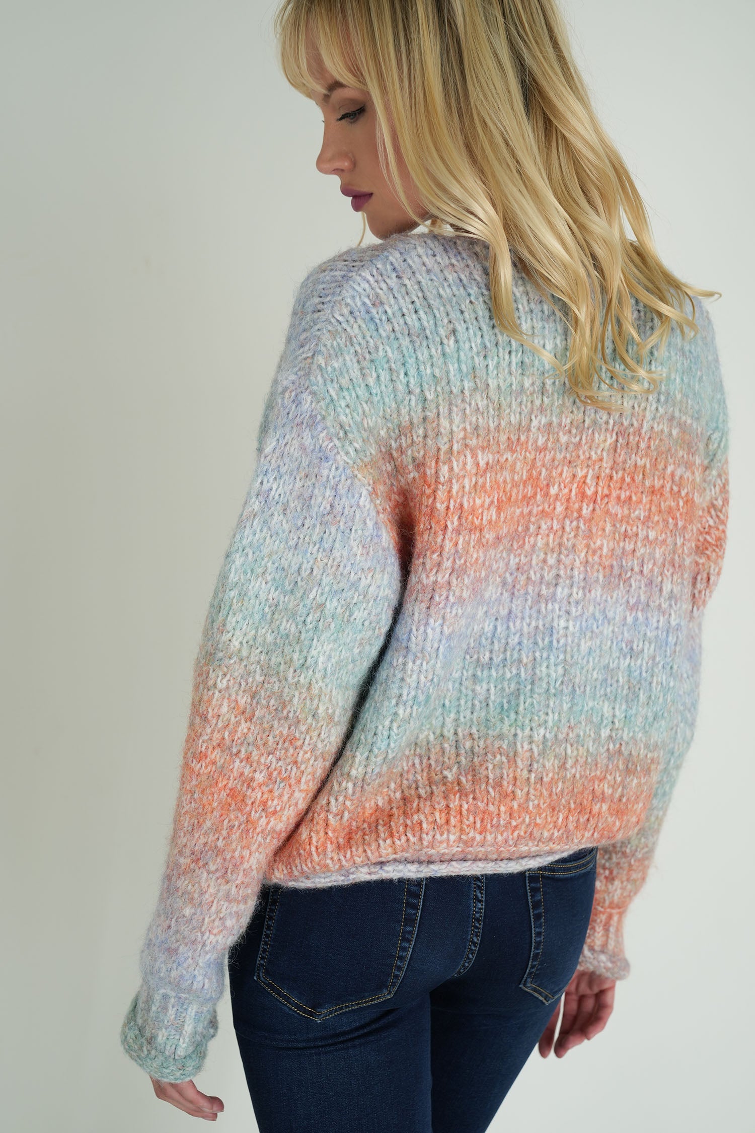 Blue and Peach Comfy Cardigan