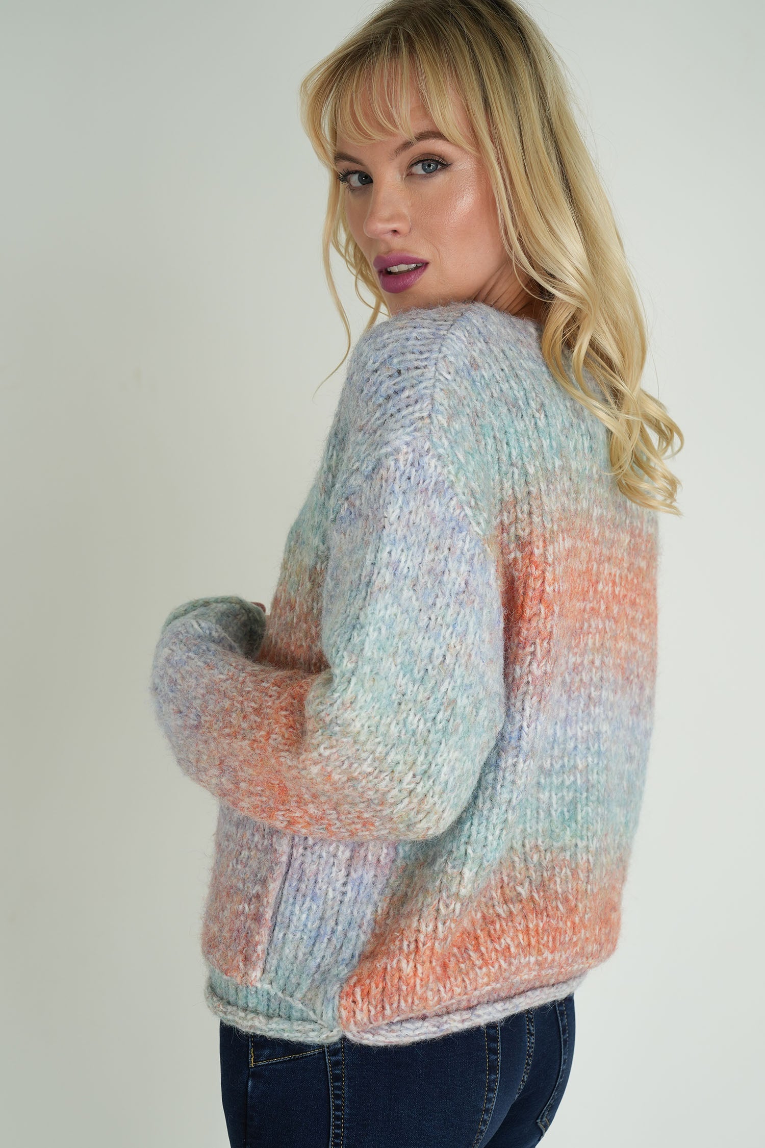 Blue and Peach Comfy Cardigan