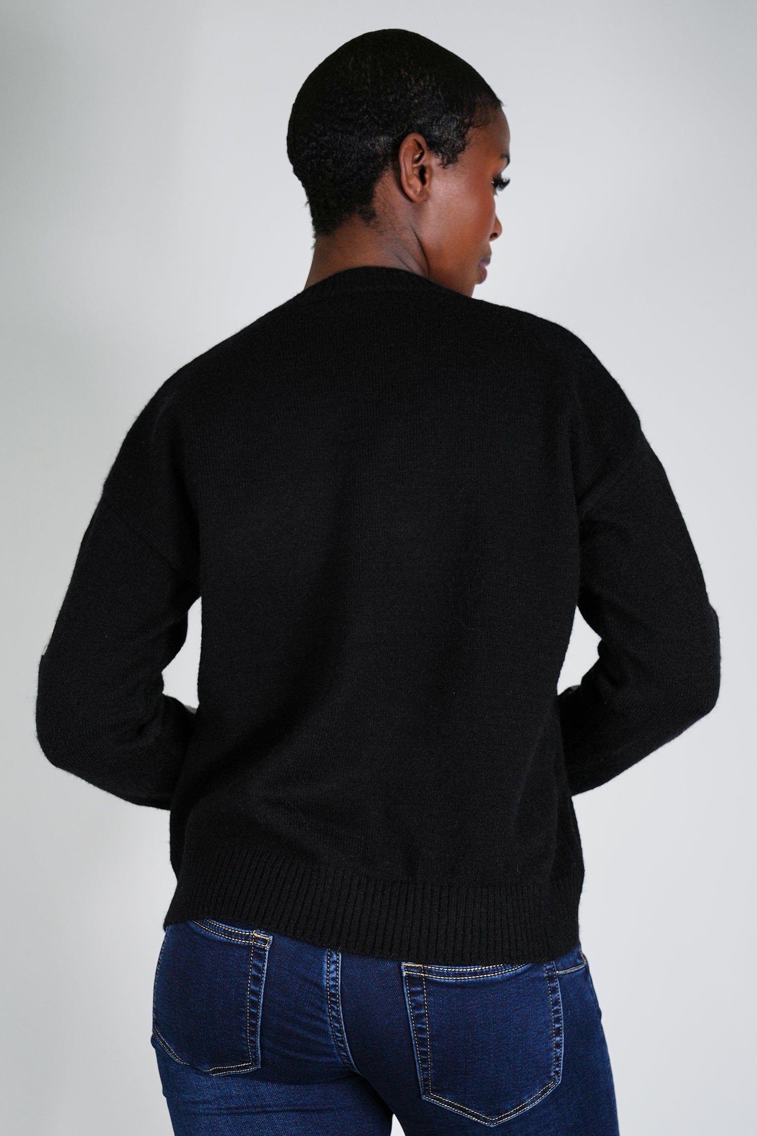 Black Embroidered Sleeve Jumper