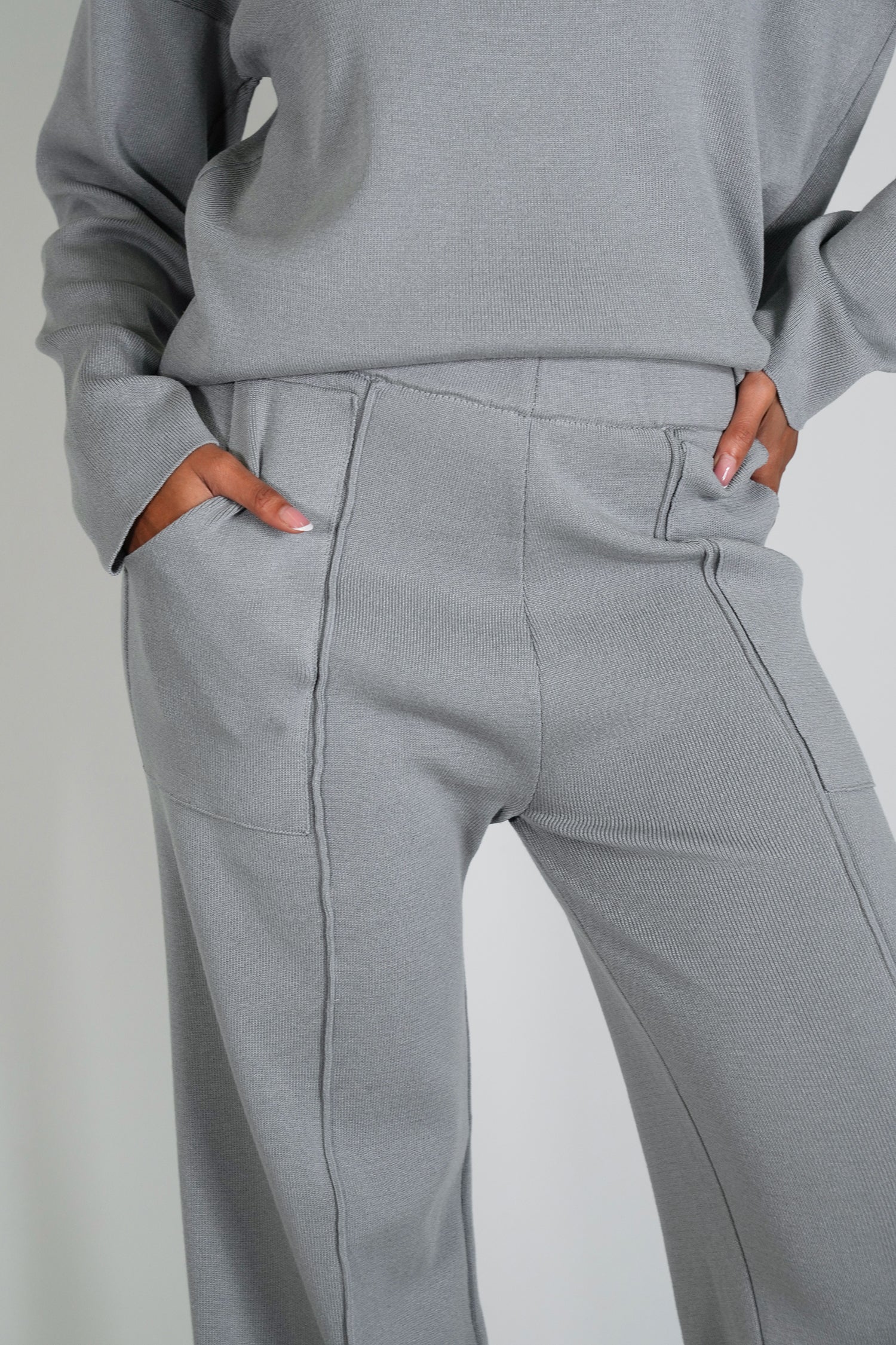 Grey Knit Athleisure Pant