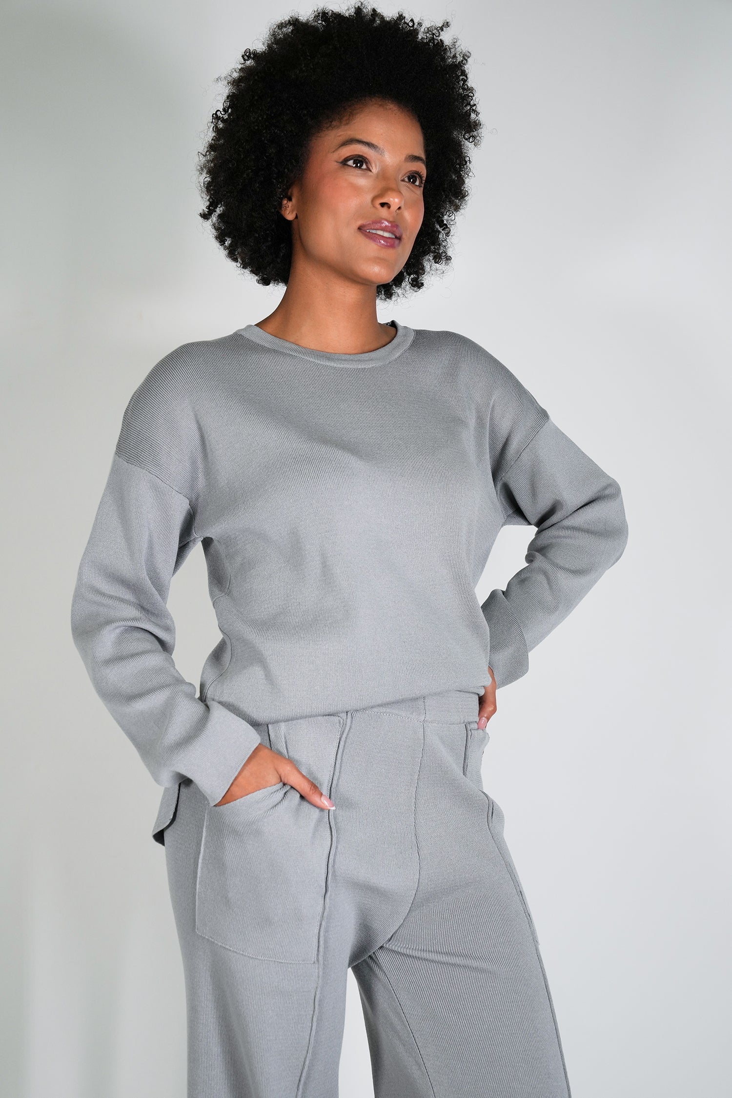 Grey Knit Athleisure Pant