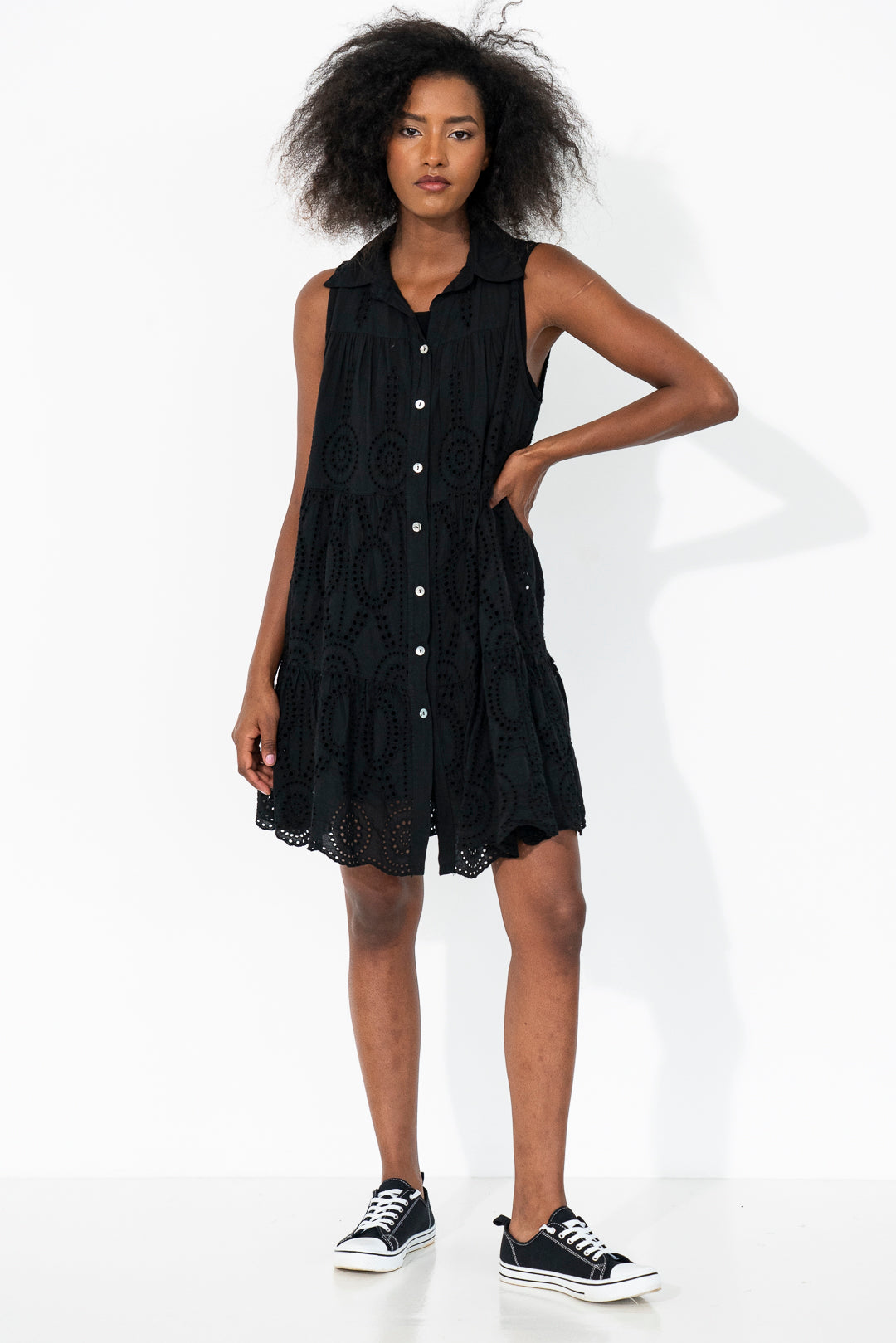 Sleeveless button down shirt 2024 dress