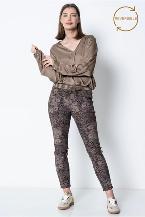 Taupe Snake Reversible Joggers