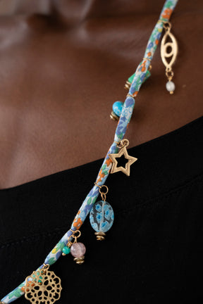 Blue Ribbon Charm Necklace