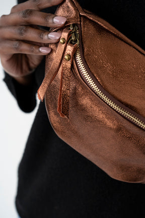 Rust Leather Metallic Moonbag