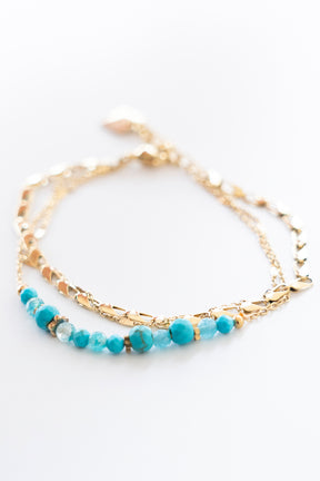 Turquoise Bead/Chain Bracelet