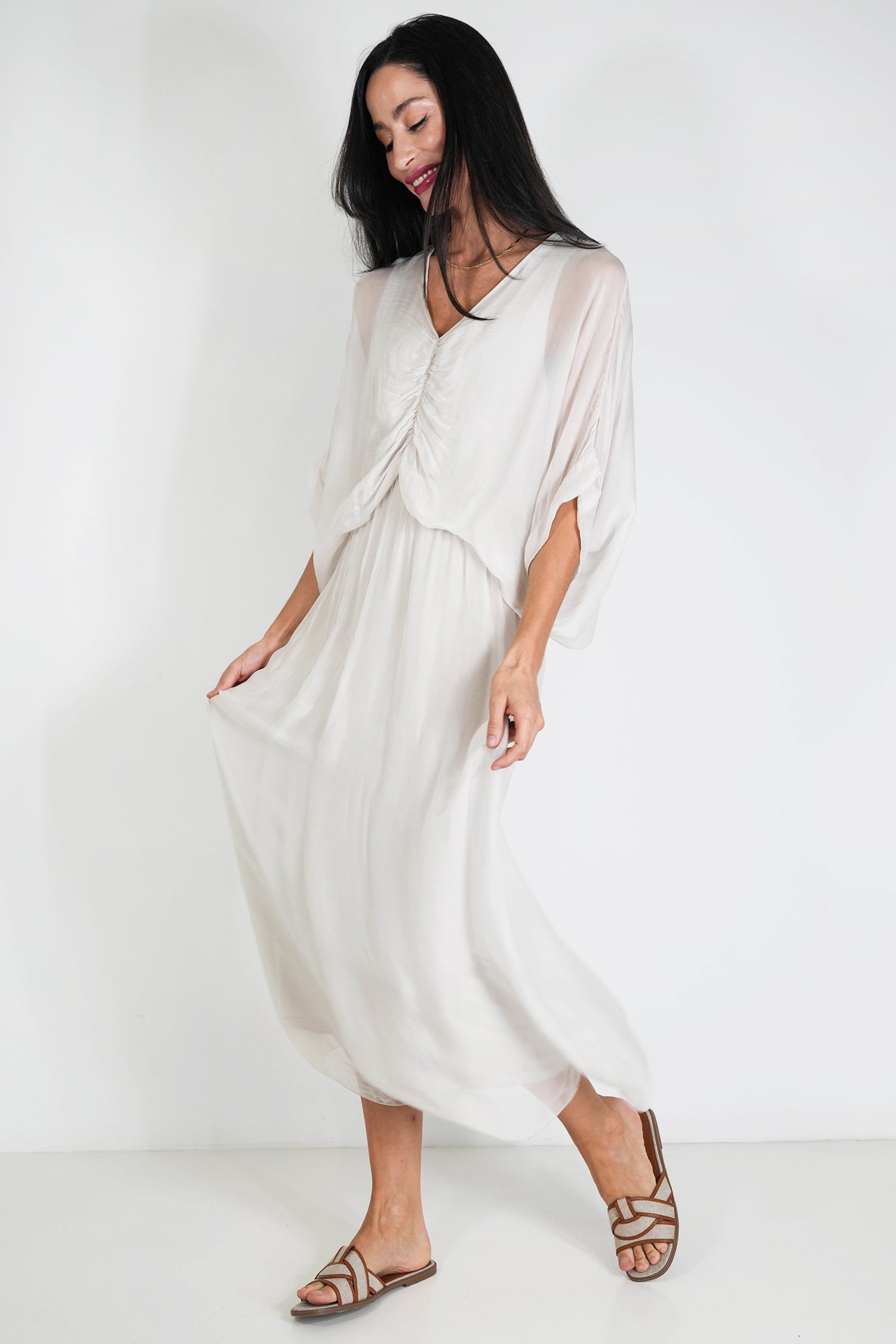 Cream Siena Silk Dress