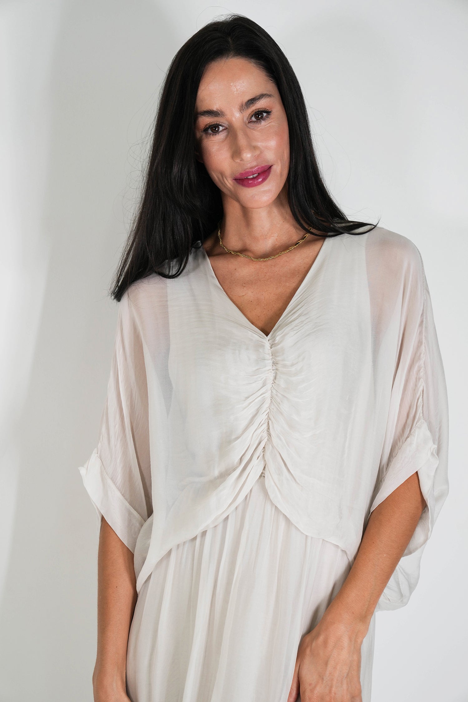 Cream Siena Silk Dress