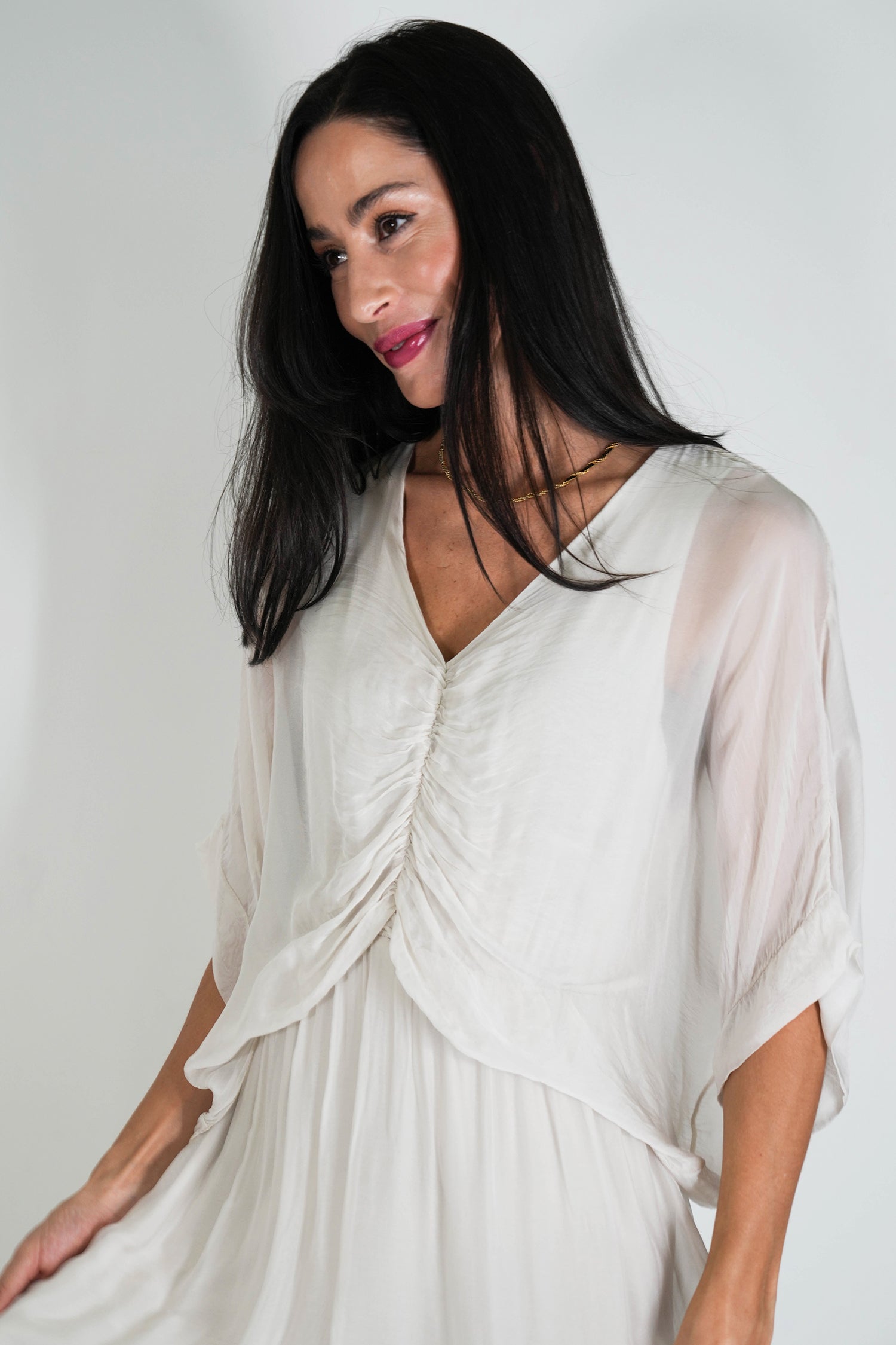 Cream Siena Silk Dress