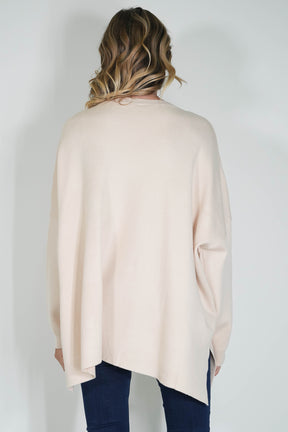 Cream Embellished Pocket Oversized Jumper