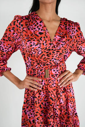 Red Leopard Party Dress