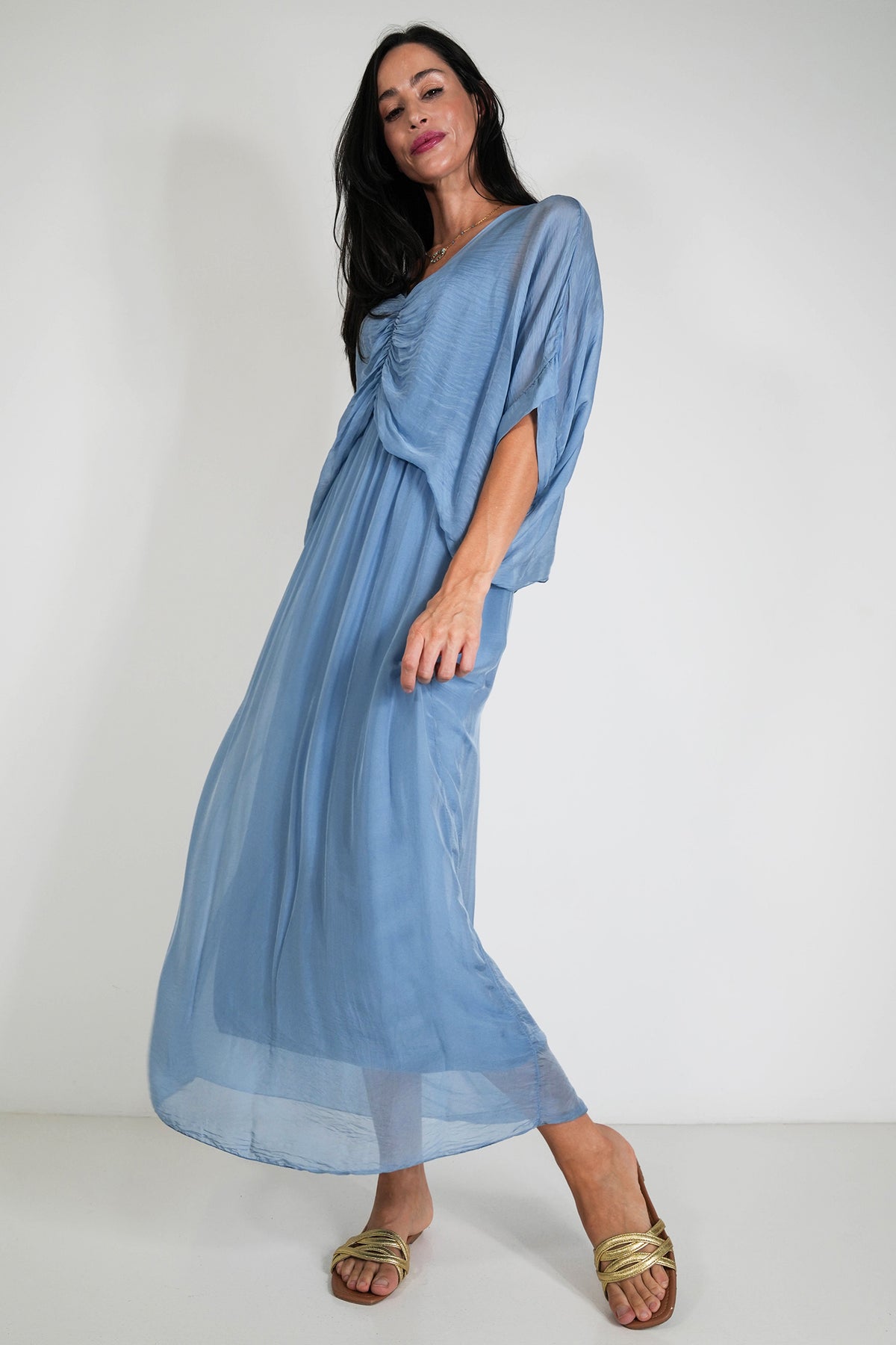 Blue Siena Silk Dress