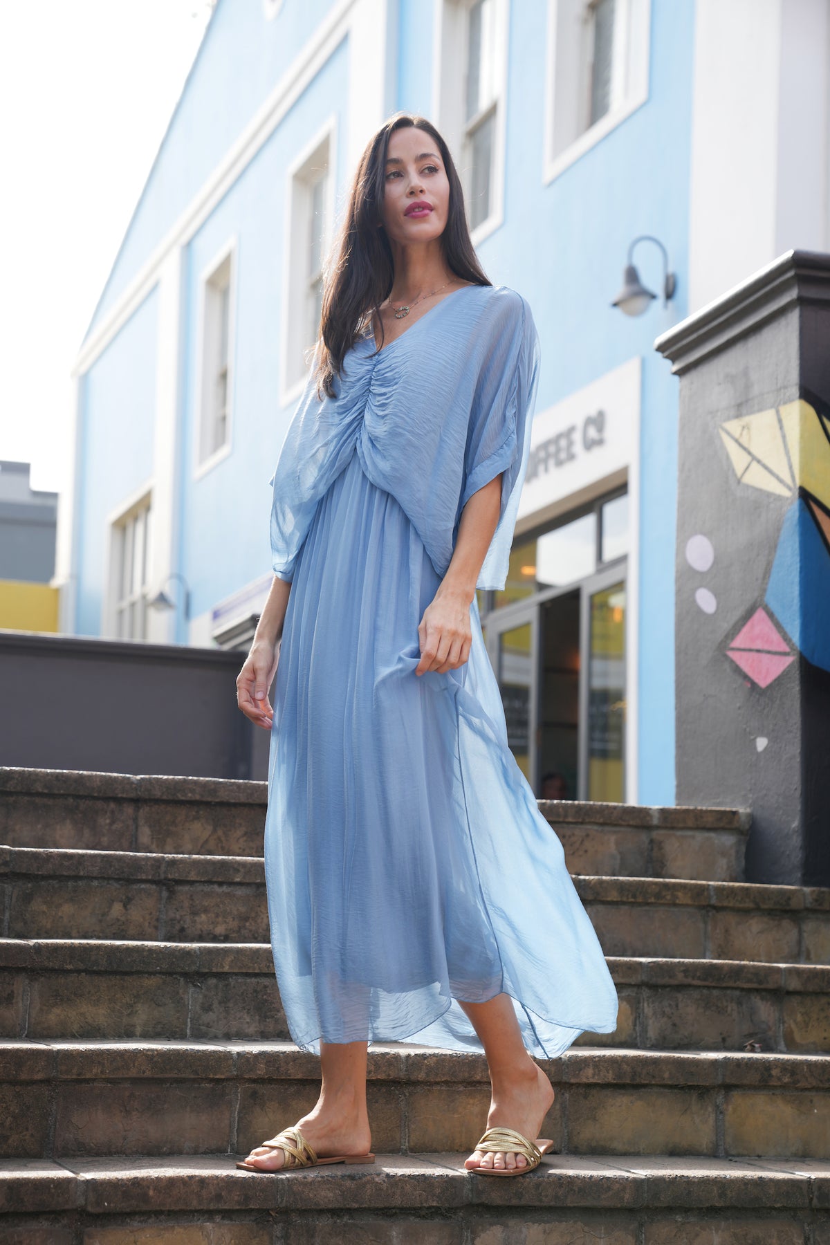 Blue Siena Silk Dress