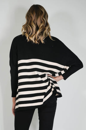 Black Striped Oversize Lace Jumper