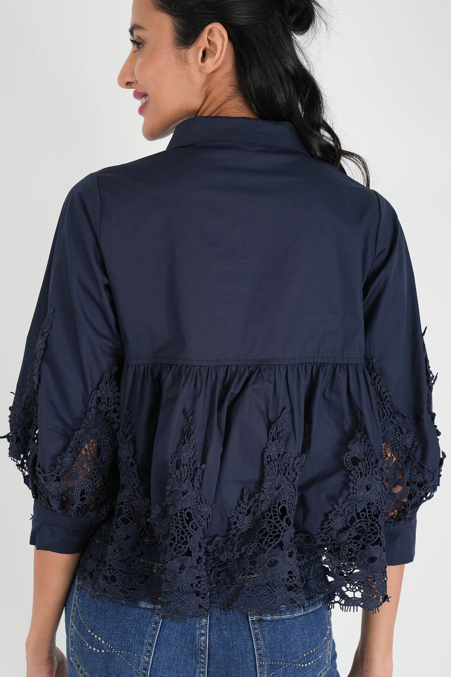 Navy Peplum Shirt