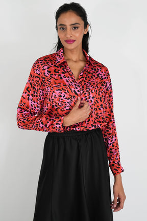 Red Leopard Blouse