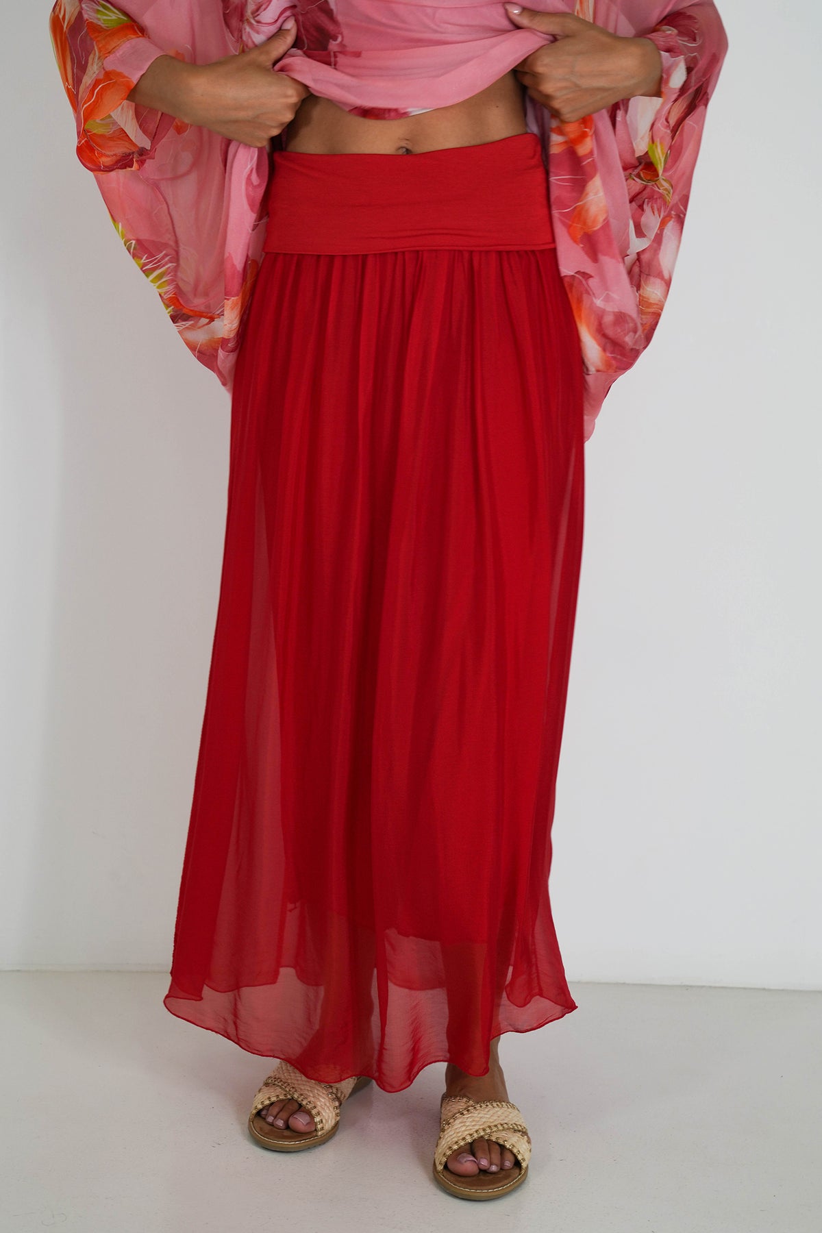 Red Silk Skirt