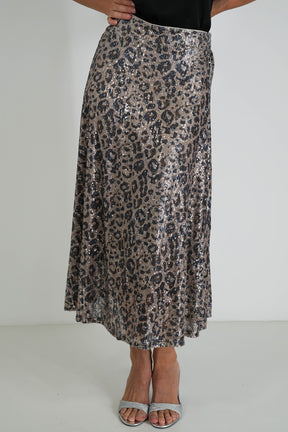 Leopard Sequin Skirt