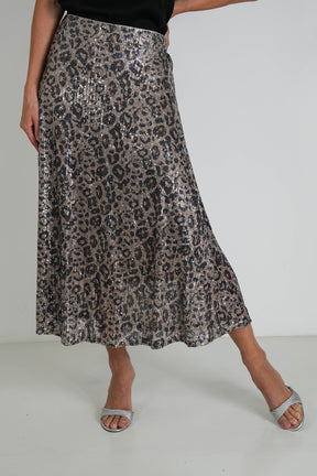 Leopard Sequin Skirt