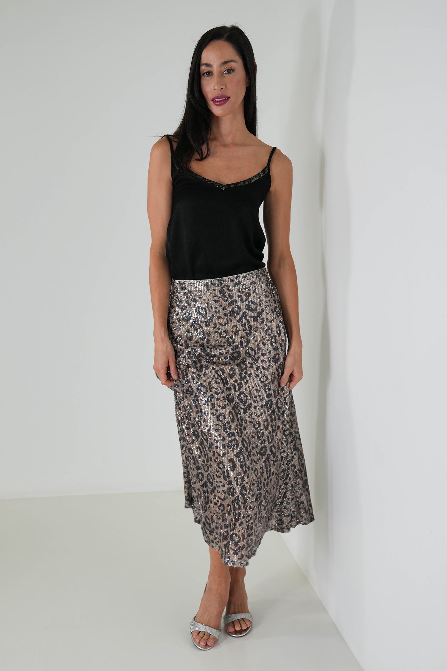 Leopard Sequin Skirt