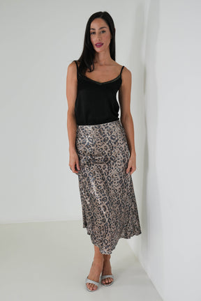 Leopard Sequin Skirt