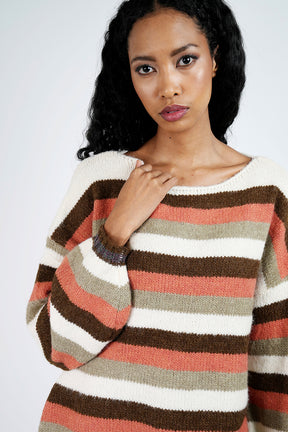 Rust and Chocolate Striped Jumper