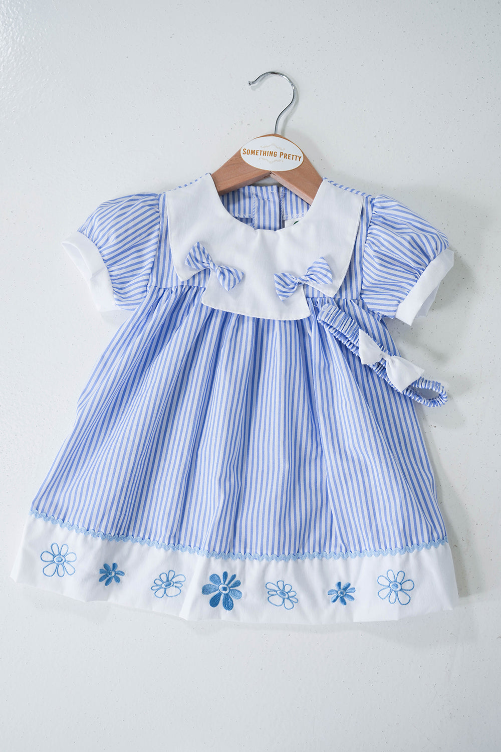 Blue Candy Striped Dress Set