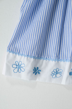 Blue Candy Striped Dress Set