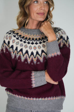 Burgundy Fair Isle Jumper