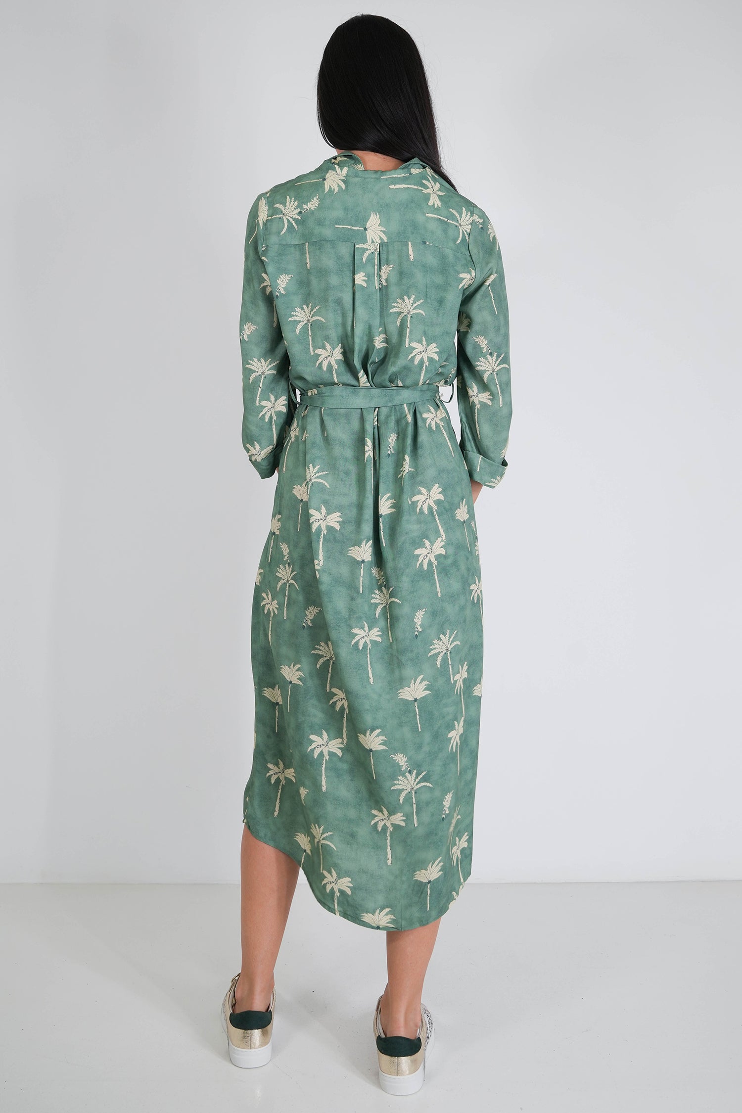 Sage Palm Shirt Dress