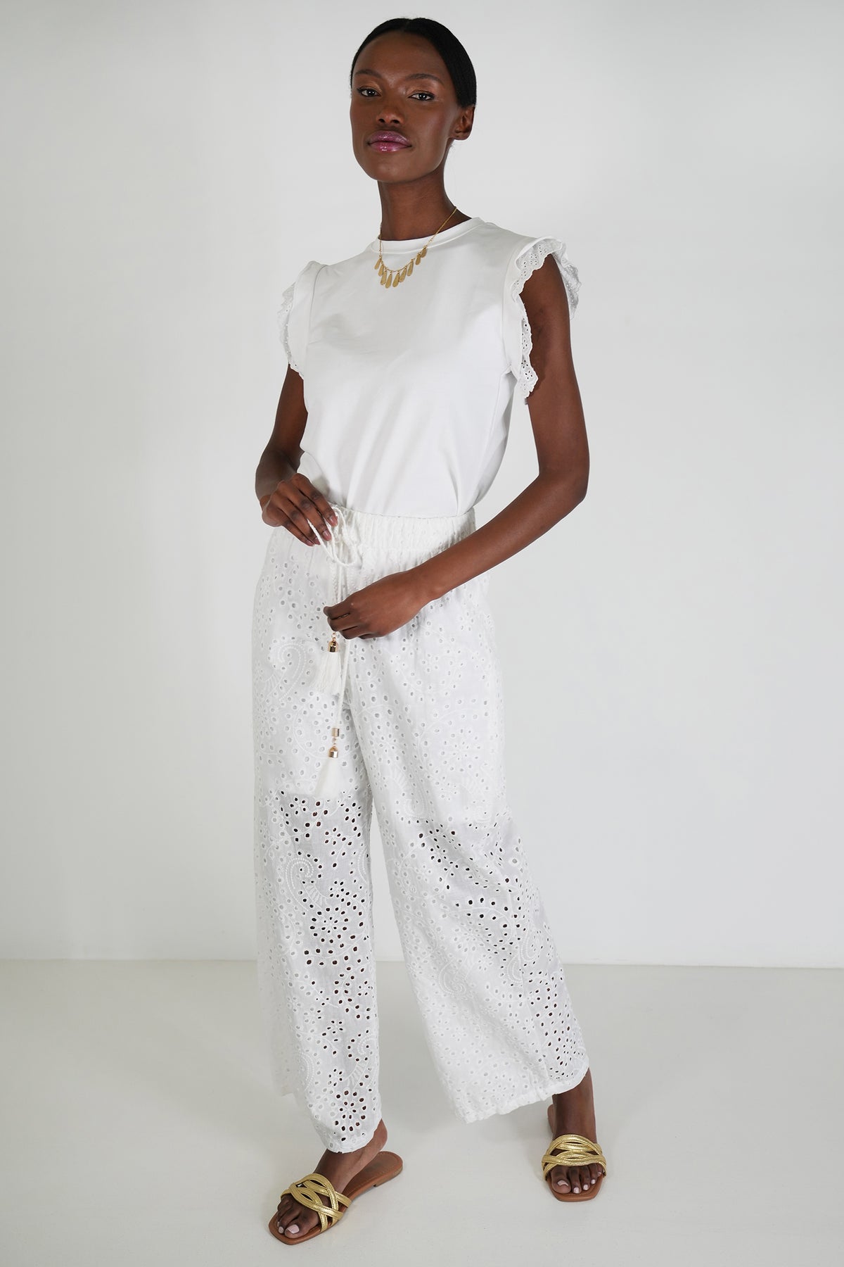 White Anglaise Pant