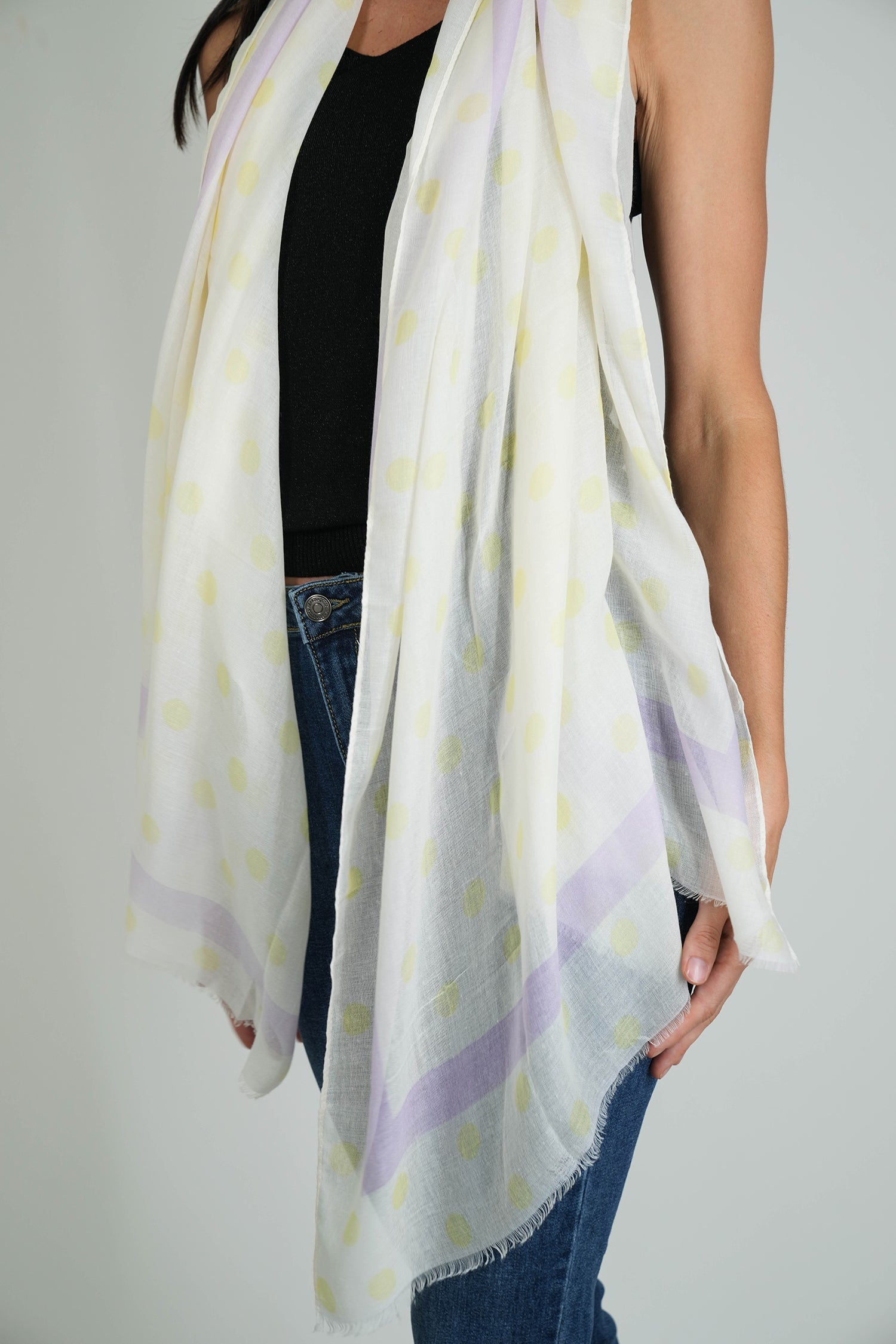 Cream Spotted Scarf