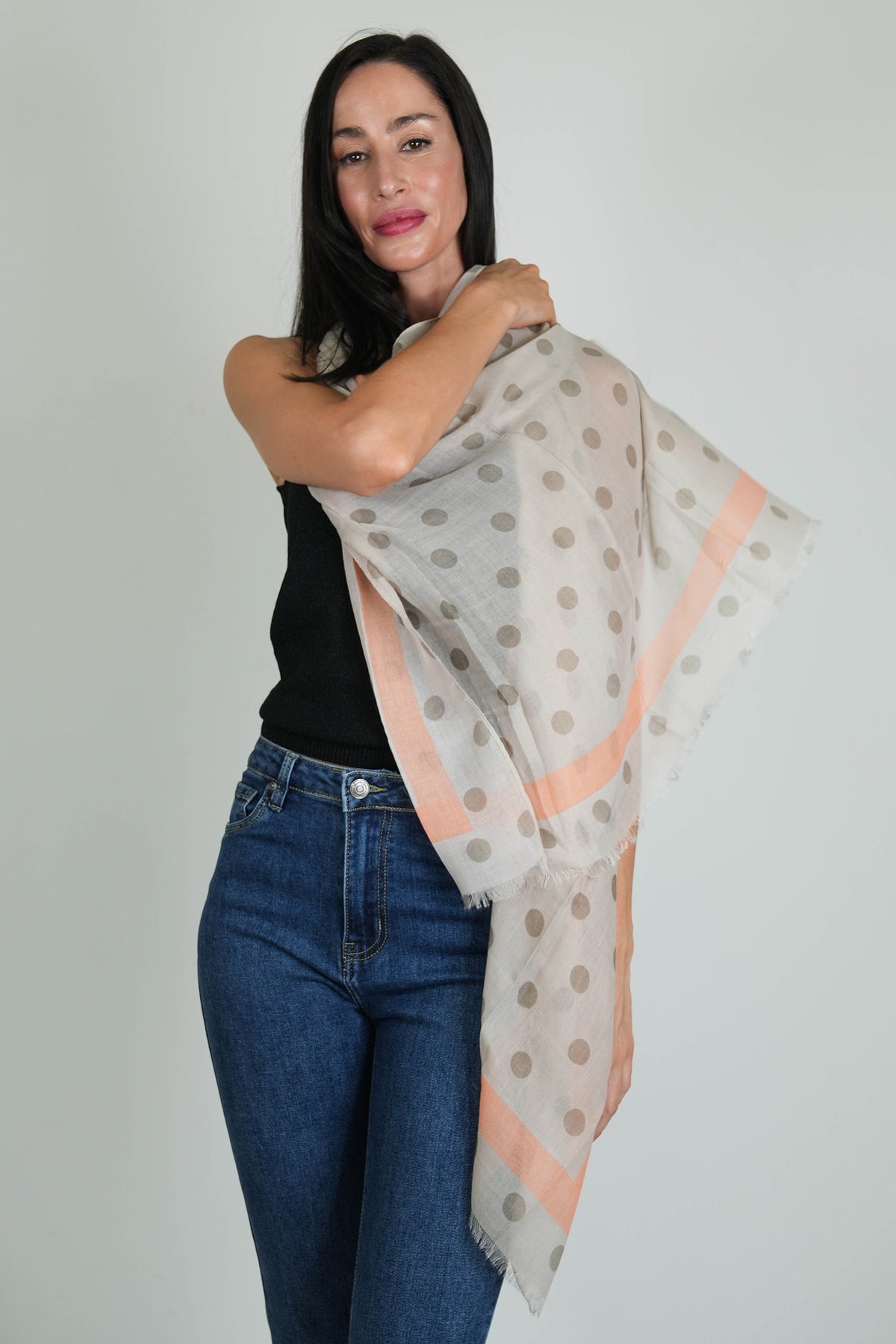 Taupe Spotted Scarf