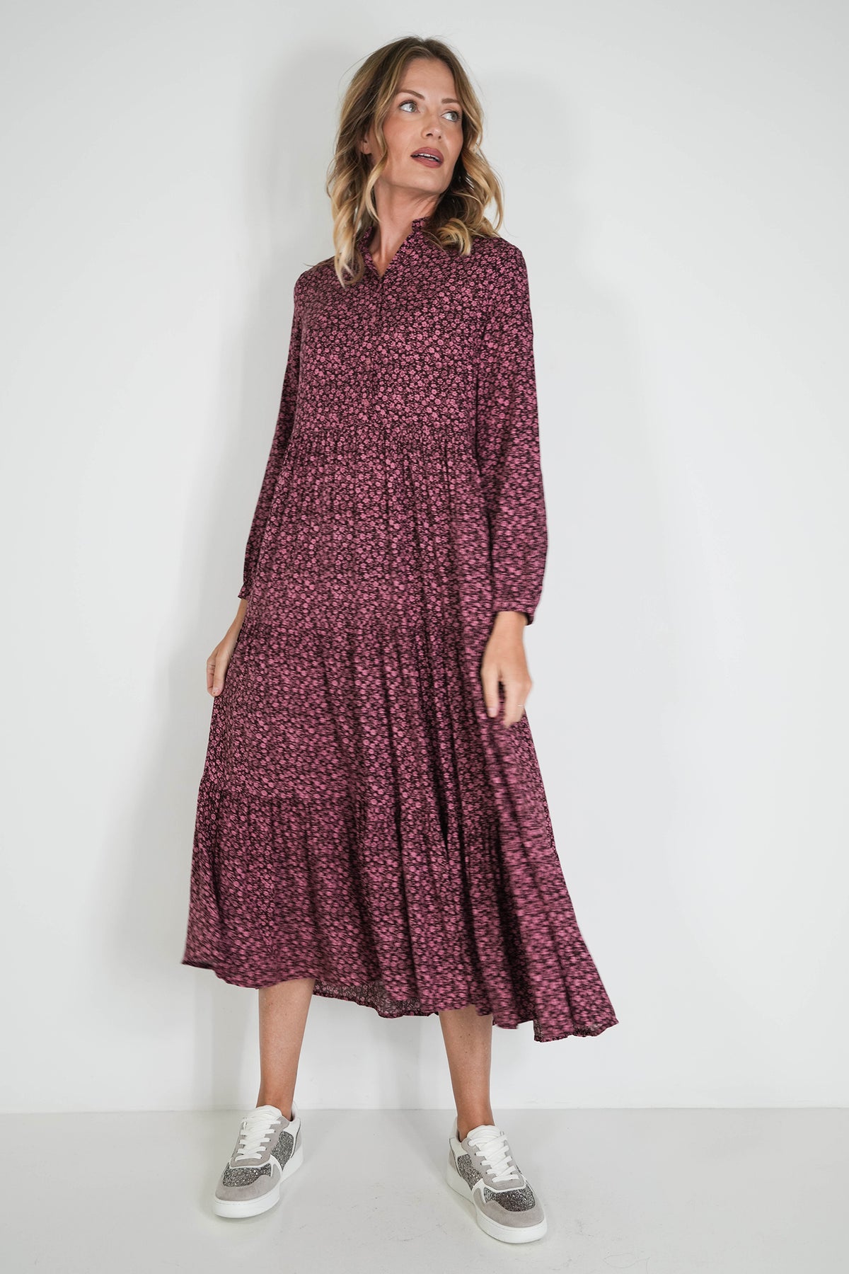 Burgundy Floral Sandy Dress