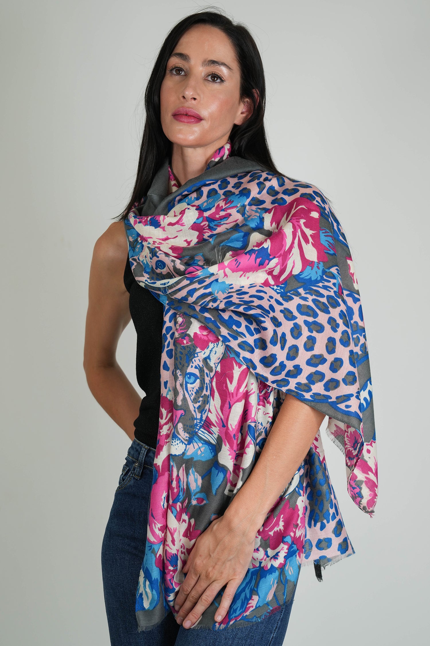 Charcoal Tropical Scarf