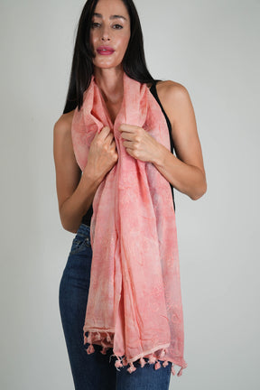 Peach Embroidered Scarf